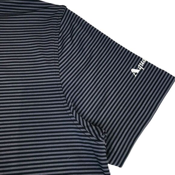 Aquascutum Golf Polo Shirt Mens Size M Grey Fitted Striped Short Sleeve Trim - Picture 8 of 16